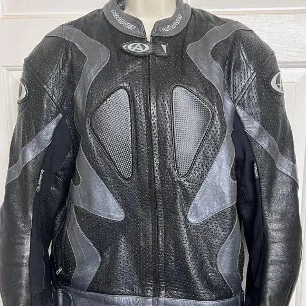 AGVSPORT BREEZE Real Leather Perforated Cycle 🏍️ Jacket w/ ARMOR💪 🛡️-Size 48 - Picture 2 of 12